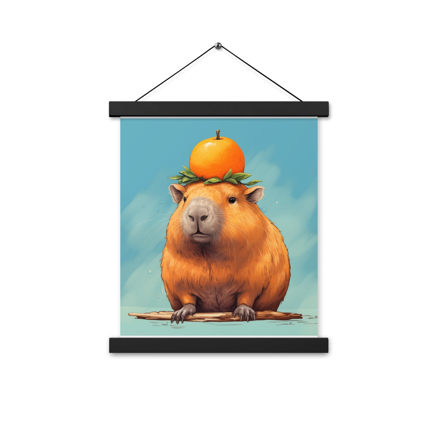 Mandariini Capybara Juliste ripustimilla