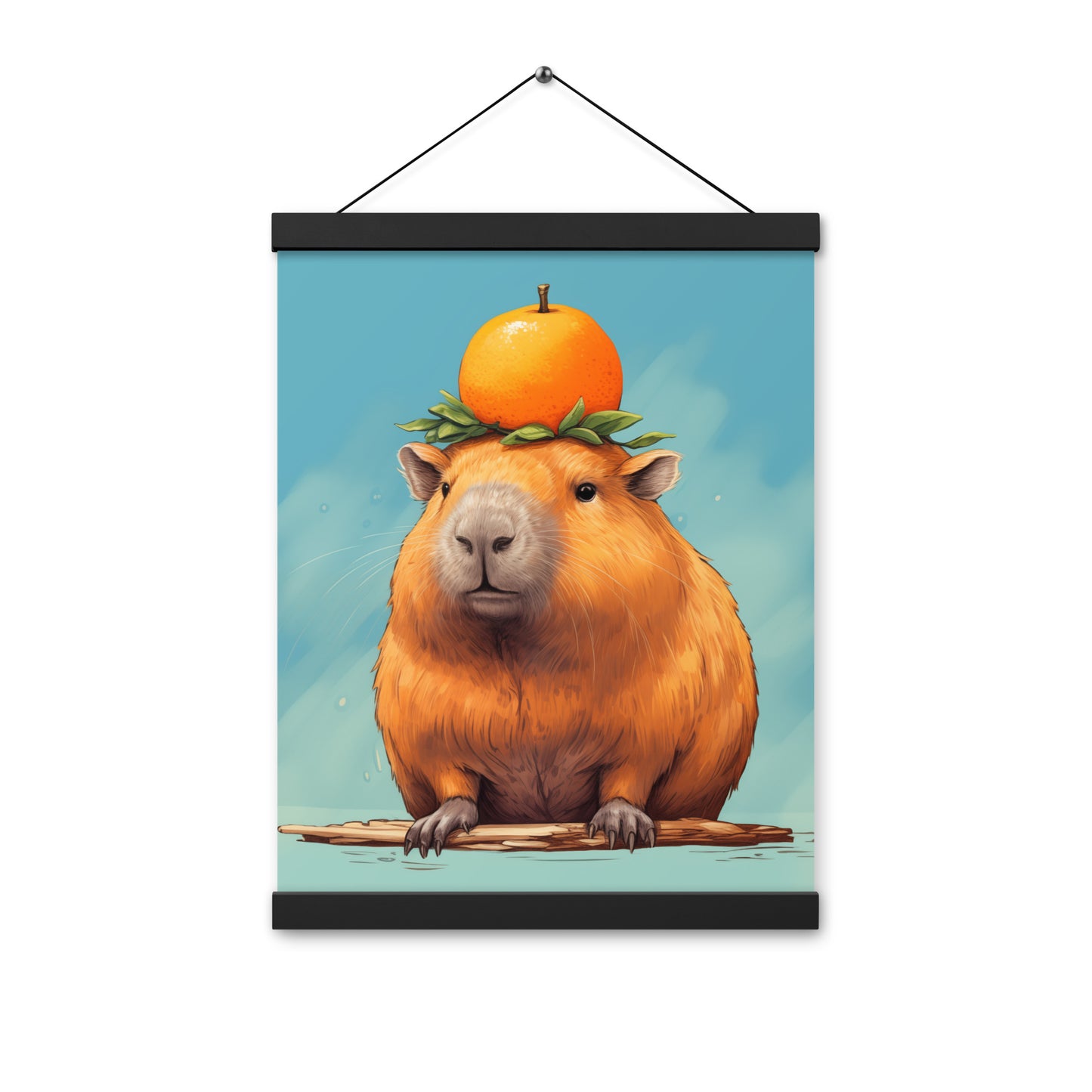 Mandariini Capybara Juliste ripustimilla