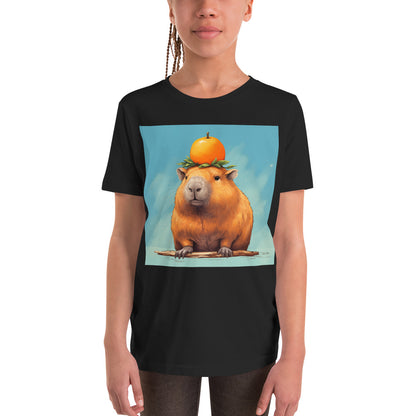 Mandarin Capybara Youth Short Sleeve T-Shirt
